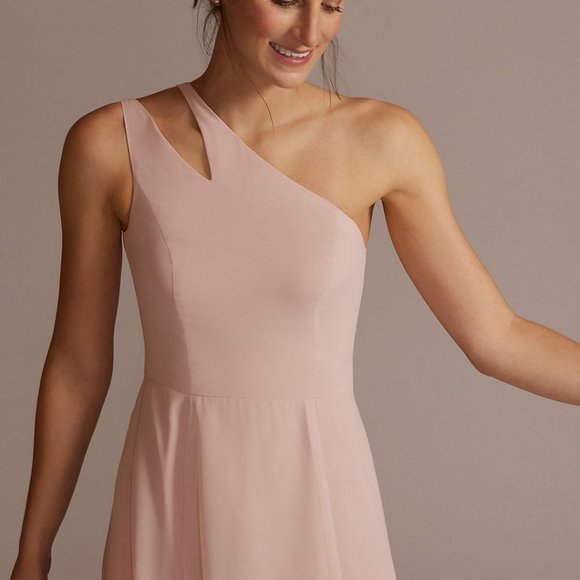 Chiffon One-Shoulder Cutout Bridesmaid Dress - Picture 5 of 5